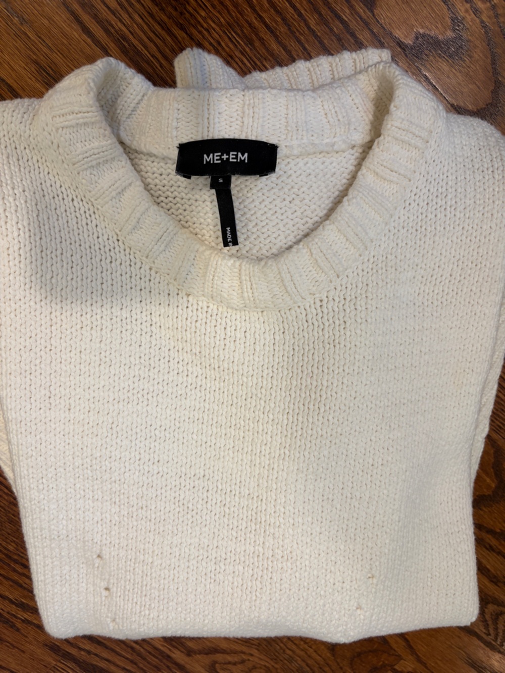 Me+Em Cream Crewneck Knit Sweater